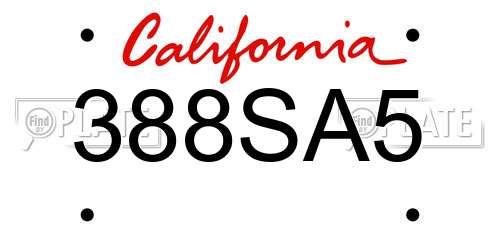 388SA5 California License Plate