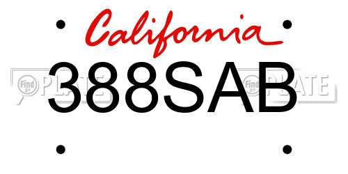 388SAB California License Plate