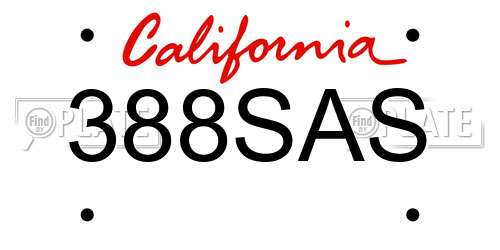 388SAS California License Plate