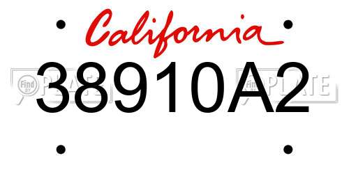 38910A2 California License Plate