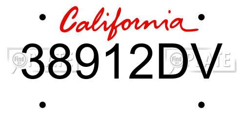 38912DV California License Plate