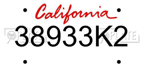 38933K2 California License Plate