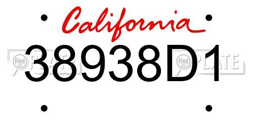 38938D1 California License Plate