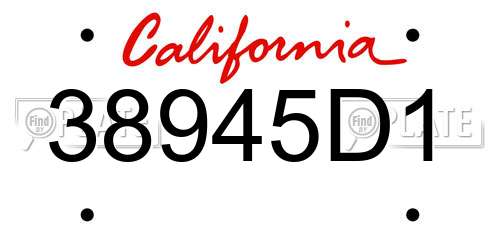 38945D1 California License Plate