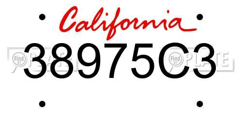 38975C3 California License Plate