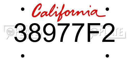 38977F2 California License Plate