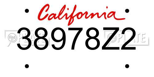 38978Z2 California License Plate