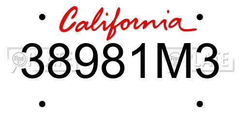 38981M3 California License Plate