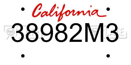 38982M3 California License Plate