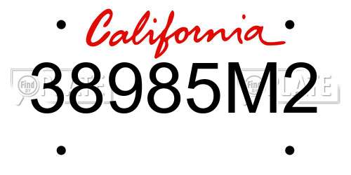38985M2 California License Plate