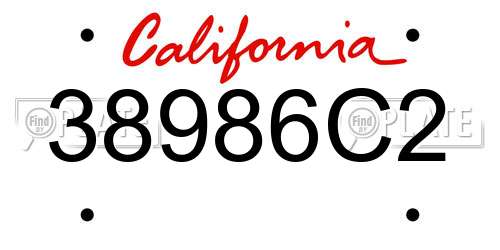 38986C2 California License Plate
