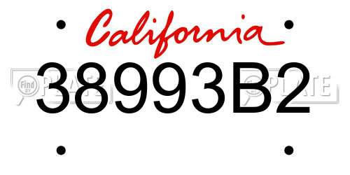 38993B2 California License Plate