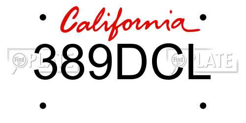 389DCL California License Plate