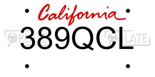 389QCL California License Plate
