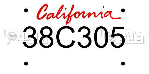 38C305 California License Plate