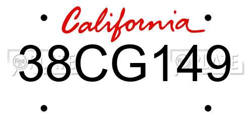 38CG149 California License Plate