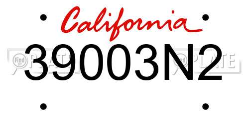 39003N2 California License Plate