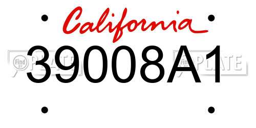39008A1 California License Plate