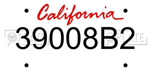 39008B2 California License Plate