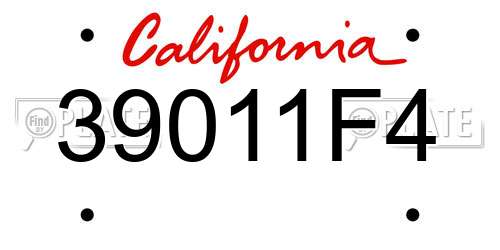 39011F4 California License Plate