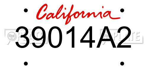 39014A2 California License Plate