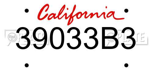39033B3 California License Plate