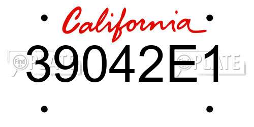 39042E1 California License Plate