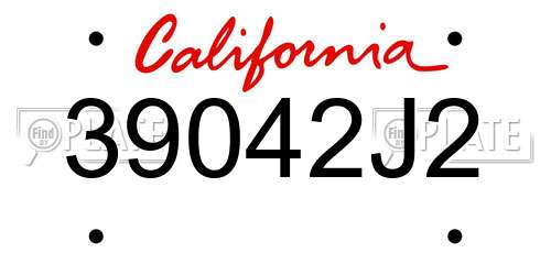 39042J2 California License Plate