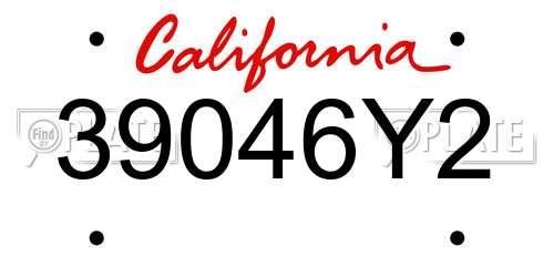 39046Y2 California License Plate
