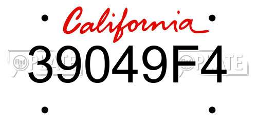 39049F4 California License Plate