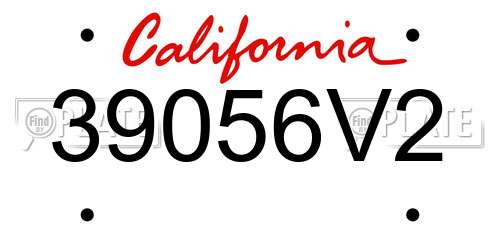 39056V2 California License Plate