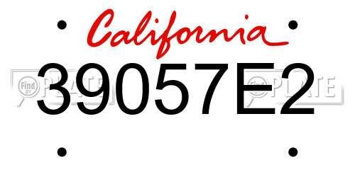 39057E2 California License Plate