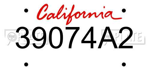 39074A2 California License Plate