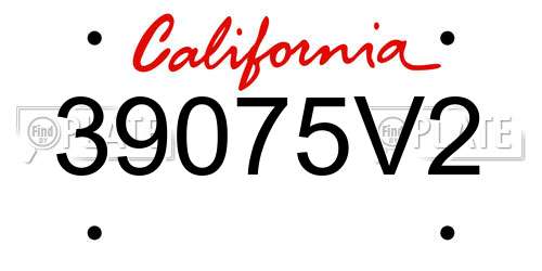 39075V2 California License Plate
