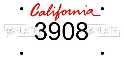 3908 California License Plate