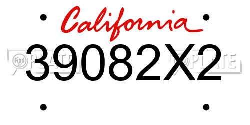 39082X2 California License Plate
