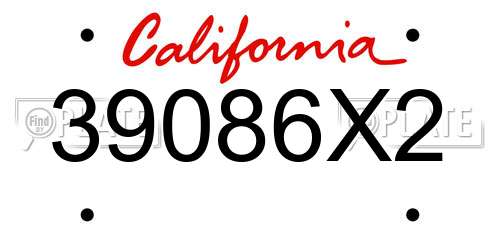 39086X2 California License Plate