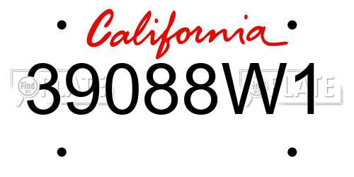 39088W1 California License Plate