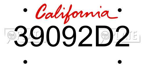 39092D2 California License Plate