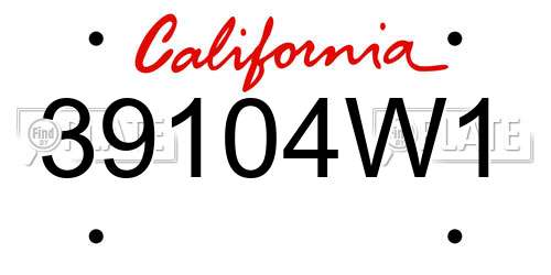 39104W1 California License Plate
