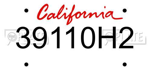 39110H2 California License Plate
