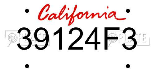 39124F3 California License Plate
