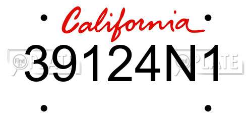 39124N1 California License Plate