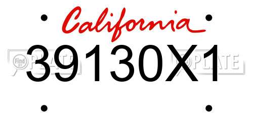 39130X1 California License Plate