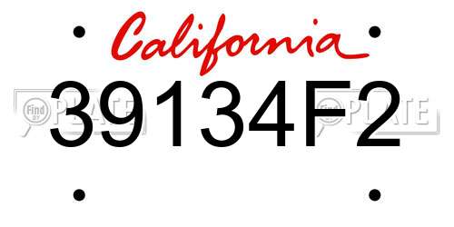39134F2 California License Plate