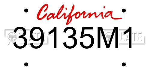 39135M1 California License Plate