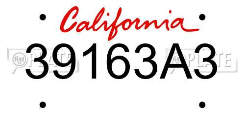 39163A3 California License Plate