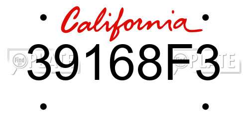 39168F3 California License Plate