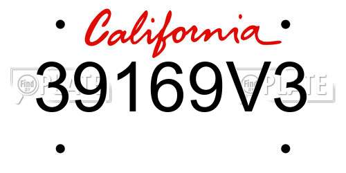 39169V3 California License Plate