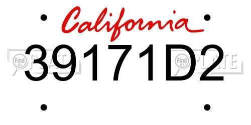 39171D2 California License Plate
